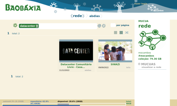 Busca no Baobáxia por 'datacenter' Baobaxia busca datacenter
